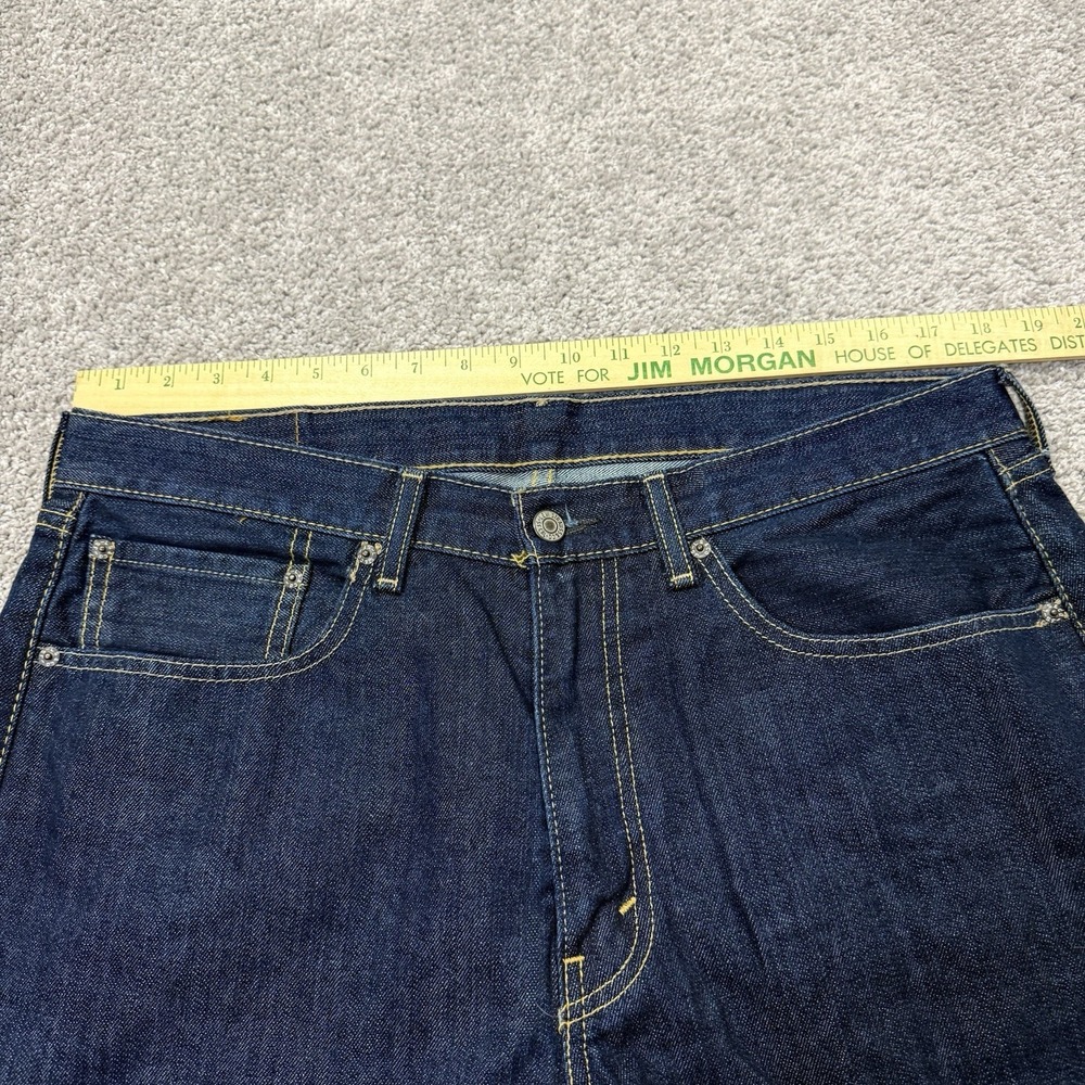 Levis 505 Denim Blue Jeans Mens 36x30 Casual Dark Wash Straight Leg - Picture 6 of 8